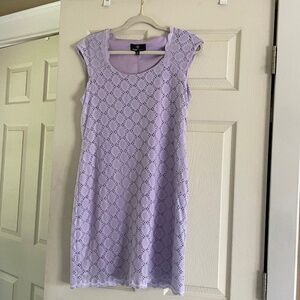 Women’s summer dress, Size 12P, lace over knit lining, lavender by Ronni Nicole